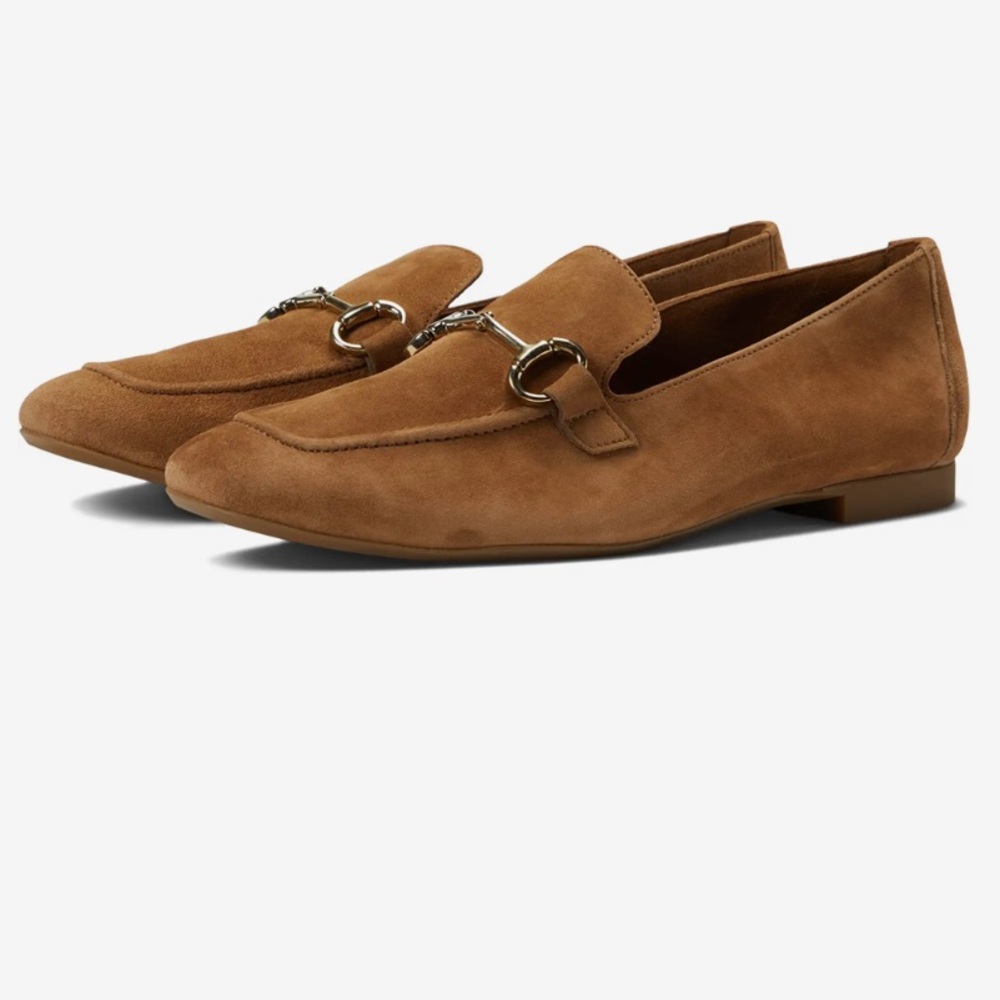 Flat loafer. Cognac Brown Suede Leather. Brand New